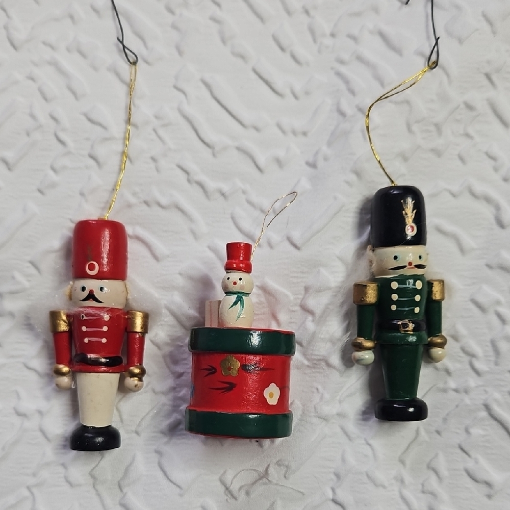 Festive Nutcracker Ornaments Set Of 3  Piece Wooden